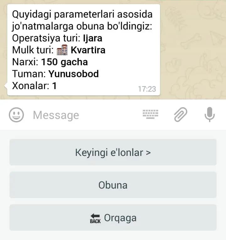 Obuna haqida xabar