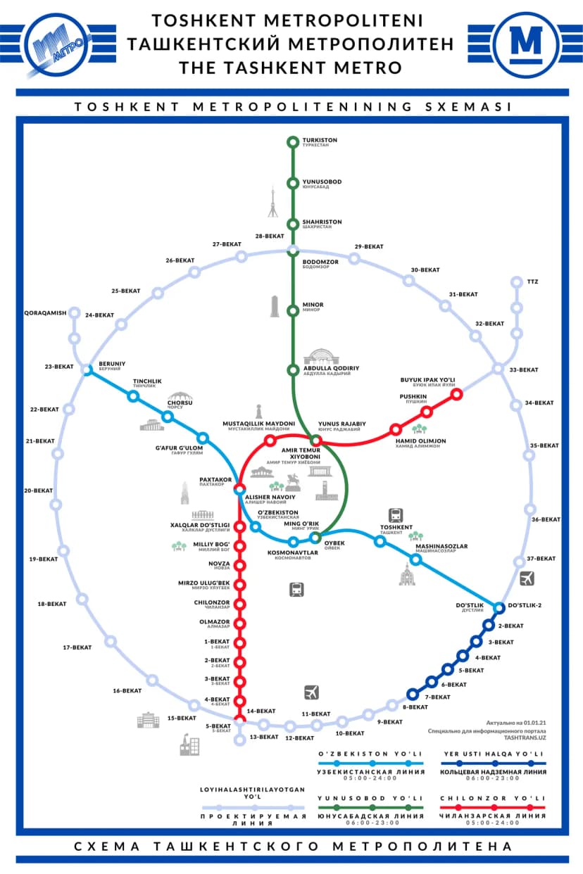 Tashkent metro map