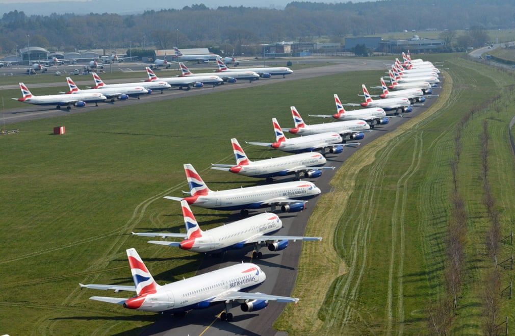 Bornmut aeroportidagi British Airways samolyotlari.