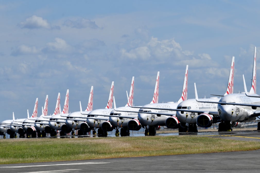 Brisbendagi aeroportda turgan Virgin Australia samolyotlari.