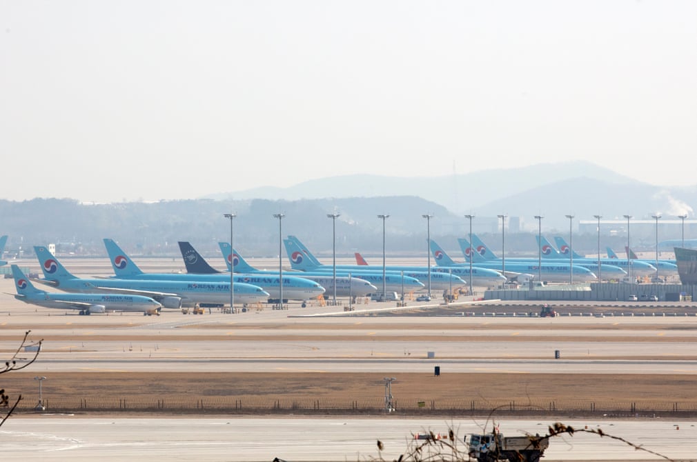 Inchxon aeroportidagi Korean Air samolyotlari.
