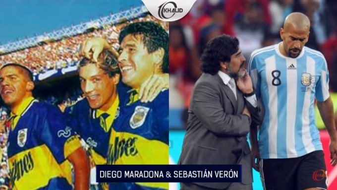 Diyego Maradona va Xuan Sebastian Veron — Maradona “Boka Xuniors”dagi yana bir sherigi Veronni Argentina terma jamoasiga jalb qilgandi