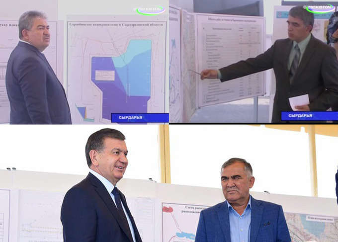 Ochilboy Ramatov, Shavkat Hamroyev, Shavkat Mirziyoyev va Abdug‘ani Sanginov, 2017-yil, may.