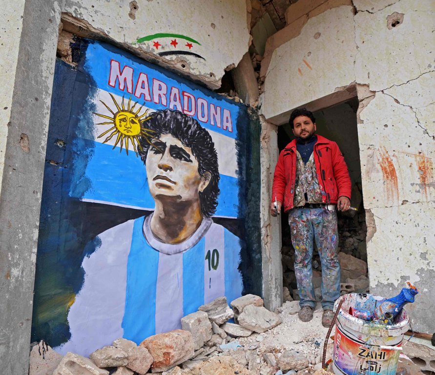 Suriyadagi xarobalar ichida Maradonaga atalgan grafiti