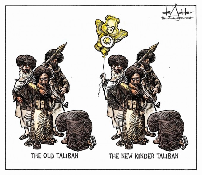 Eski va “yangi”, “xushmuomalaroq” “Tolibon” The Washington Post karikaturisti Maykl de Adder nigohida