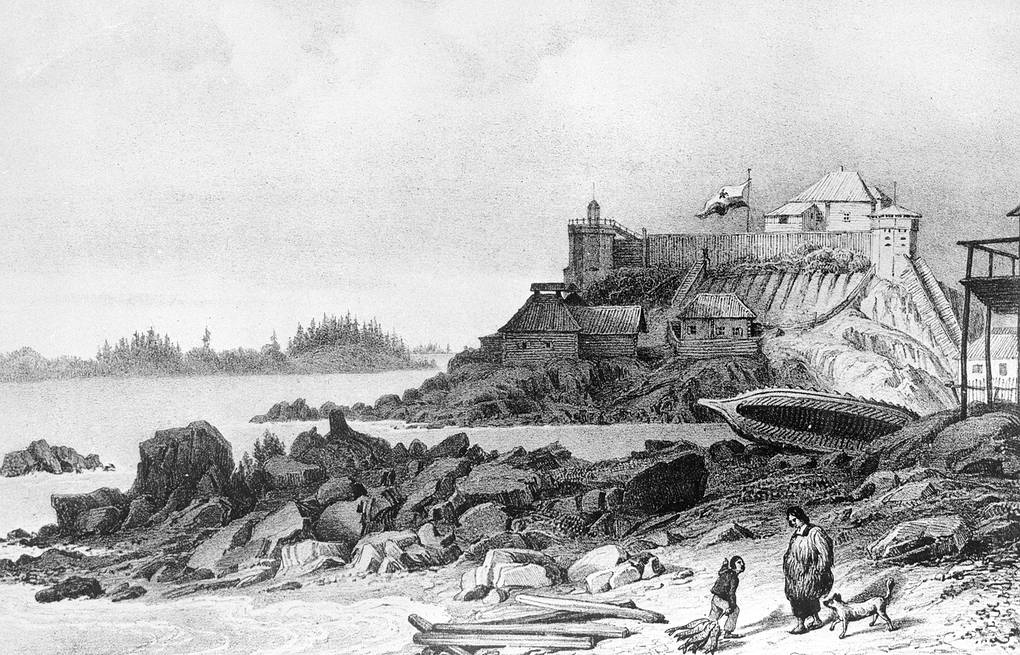 Rossiya-Amerika kompaniyasining Novoarxangelsk (Sitka) shahridagi bosh qarorgohi. 1827-yil