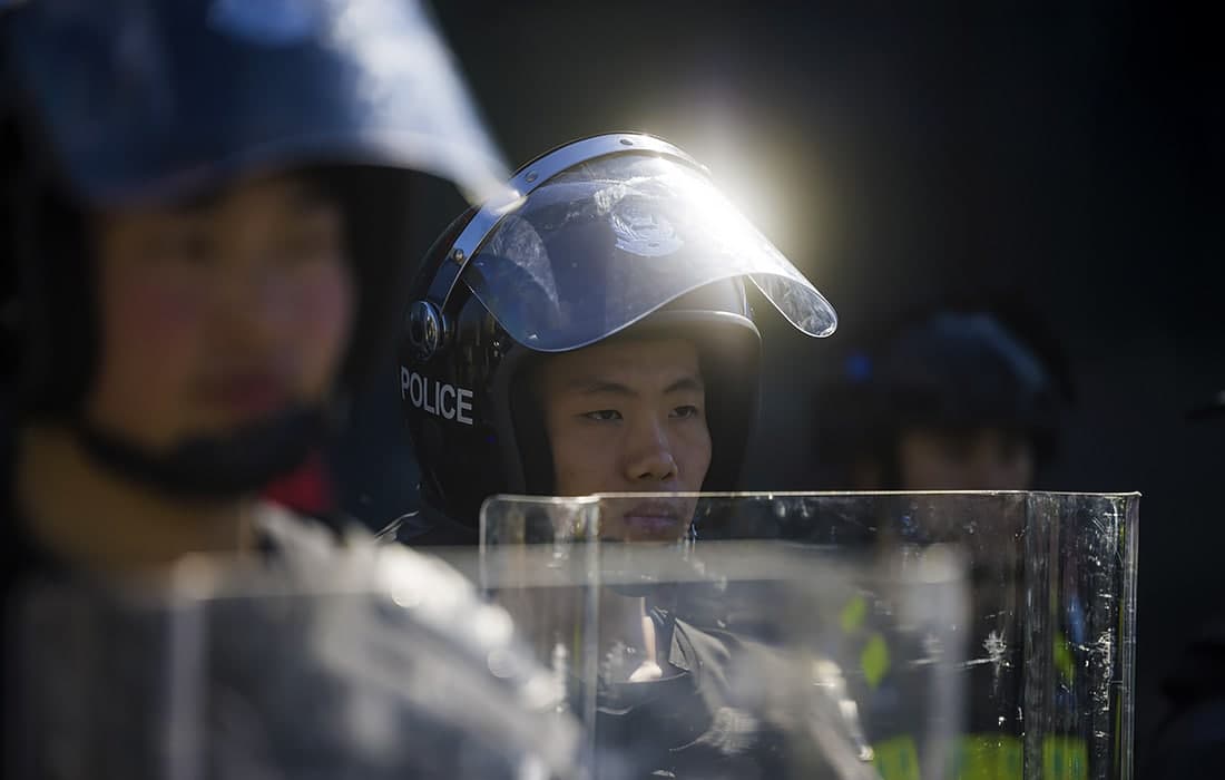 Xitoyning Jiangsu shahrida politsiya mashg‘ulotlari.