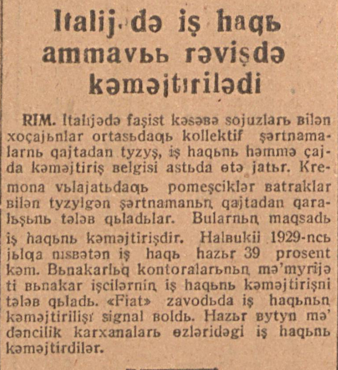 “Qizil O‘zbekiston” gazetasining 1932-yil 9-iyun sonidan lavha