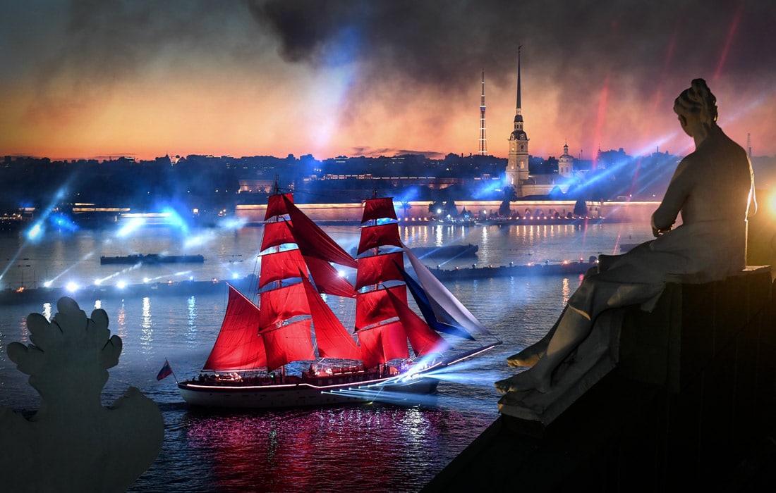Sankt-Peterburgdagi “Scarlet Sails” bayrami bitiruvchilari.