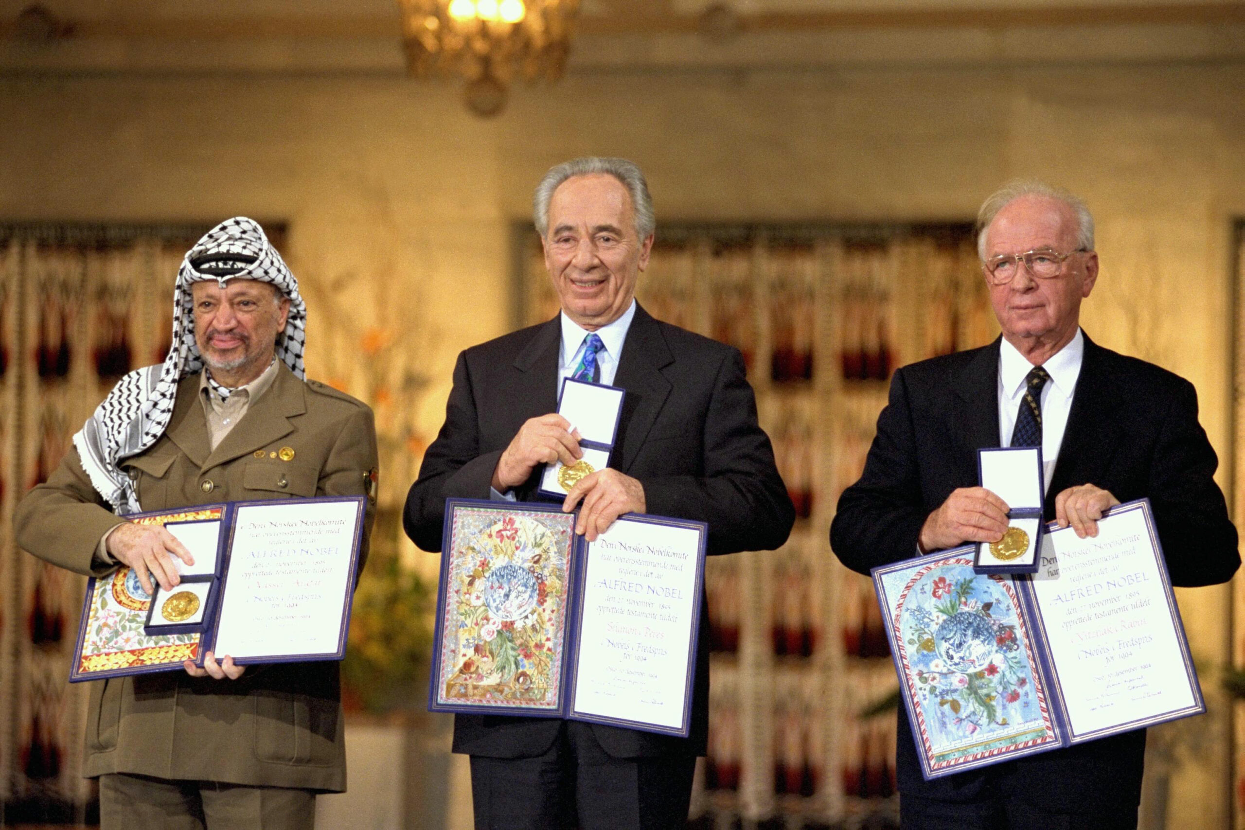 Yosir Arofat, Is’hoq Rabin va Shimon Peres