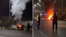 Сурхондарёда машина ағдарилиб, ёниб кетди