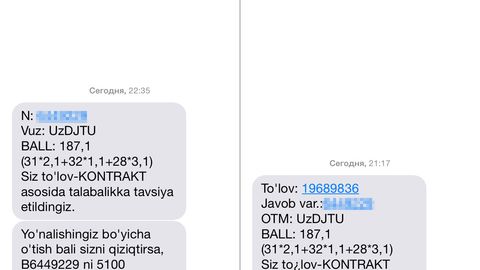 Test natijalari haqida SMS-xizmatlar xabar bera boshladi