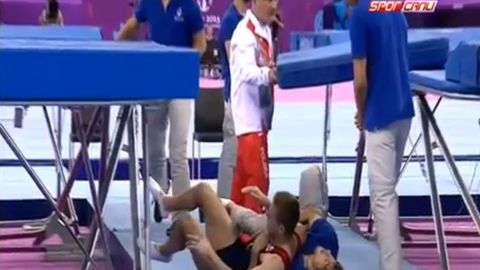 Польшалик спортчи Европа ўйинларида батутдан йиқилиб тушди (видео)