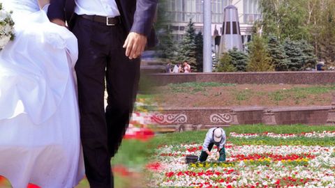 Қозоғистонлик келин-куёв тўй фотосессияси чоғида ишчи аёлни дўппослади