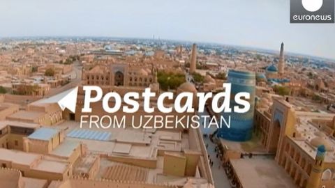 Euronews Хивадаги Ичан-қалъа ва Калта Минор ҳақида репортажни намойиш этмоқда