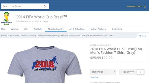 FIFA Rossiyaning Qrimsiz xaritasi tasviri tushirilgan futbolkalar savdosini to‘xtatishga qaror qildi