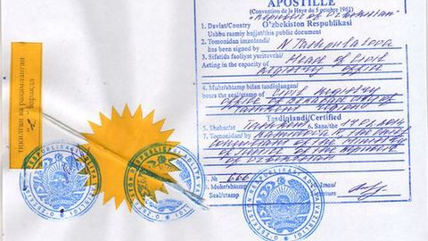 Ўзбекистонда апостиль учун тўлов миқдори 10 баробарга камайтирилди