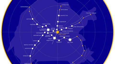 Foto: Toshkent metropoliteni sxemasi yulduzli osmon ko‘rinishida