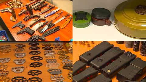 Тошкент халқаро аэропортидаги совуқ қуроллар сақланаётган хона илк бора оммага намойиш этилди (видео)