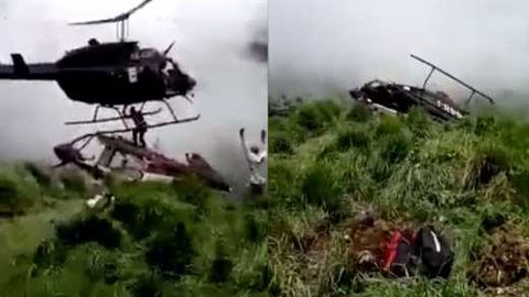 Kolumbiyada vertolyot halokatga uchragan joyda ishlayotgan muhandisning ustiga boshqa bir vertolyot quladi (video)
