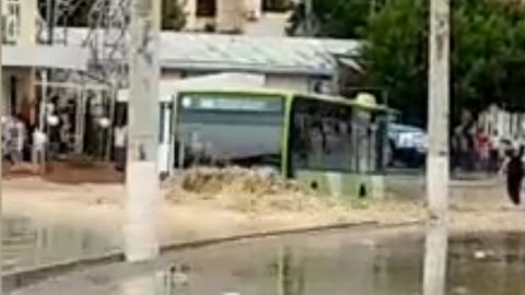 Yomg‘irdan keyingi Toshkent: Suvda “suzayotgan” avtobuslar, avtobus ichida suv (video)