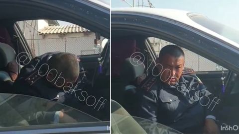 Қозоғистонда ширакайф полиция ходимини видеога олишди (видео)