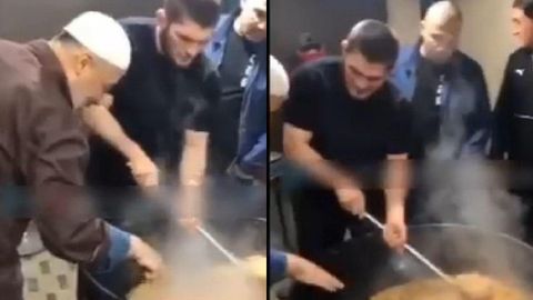 Habib Nurmagomedov O‘zbekistonda samarqandcha palov tayyorladi (video)