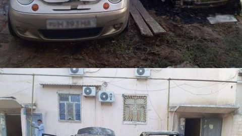 Qarshida bir fuqaroning Nexia va Matiz avtomobillari yonib ketdi (foto)