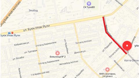 Mirzo Ulug‘bek tumanidagi Salom ko‘chasida transportlar harakati vaqtinchalik cheklanadi