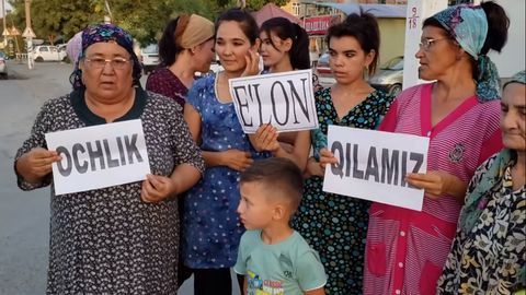 Andijonda ayollar to‘lanmagan kompensatsiya sabab ochlik e’lon qildi (video)