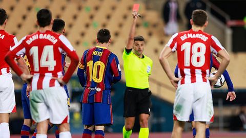 Месси «Барселона» сафида 753 та ўйин деганда илк бор қизил карточка олди