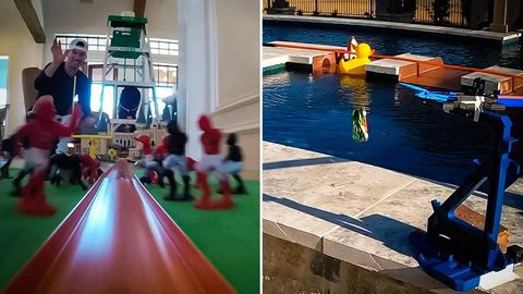 Видео: Ўйинчоқ автомобилнинг блогерлар томонидан яратилган Hot Wheels трассаси бўйлаб ҳаракати