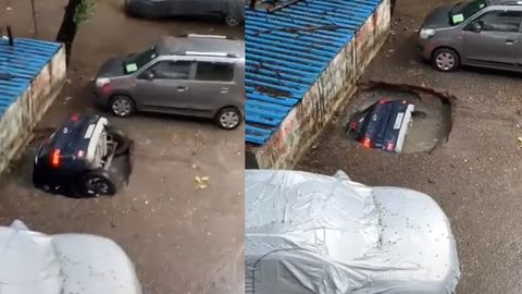 Hindistonda musson yomg‘irlari sabab mashina suv ostiga g‘arq bo‘ldi (video)