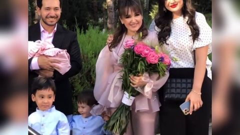 Oybek va Nigoraning qizalog‘ini tug‘ruqxonadan olib chiqishi to‘yga aylanib ketdi (video)