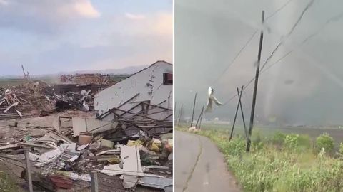 Хитойга ёпирилган кучли торнадо 150 га яқин уйга зарар етказди (видео)