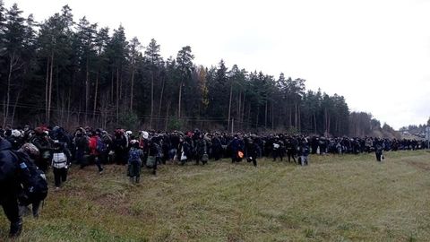 Беларусдан Польшага кетаётган қочқинлар карвонини акс эттирувчи видеолар тарқалди. Польша ҳукумати чегарани бузишга тайёргарлик ҳақида огоҳлантирди (видео)