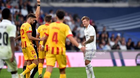 Toni Kroos top-5 ligalardagi faoliyatida ilk bor qizil kartochka oldi