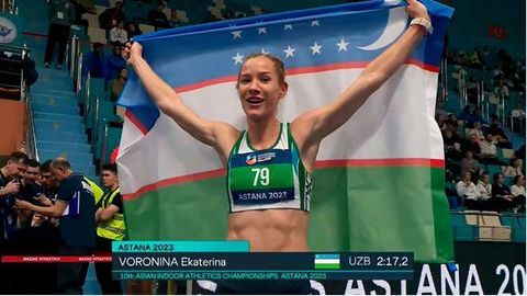 Uzbekistan&rsquo;s athlete Ekaterina Voronina wins gold medal at Asian Indoor Athletics Championships