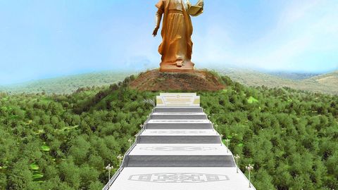 Giant statue of national poet Magtymguly installed in Ashgabat