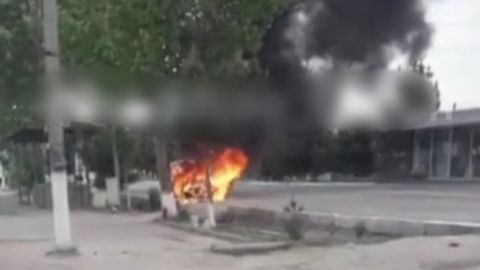 Nexia vehicle catches fire in Andijan region