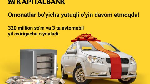 “Kapitalbank” омонат бўйича тиражларининг иккинчи ойини бошлади: йил охиригача 320 миллион сўм ва 3 та автомобиль ўз бахтли ғолибларини кутмоқда