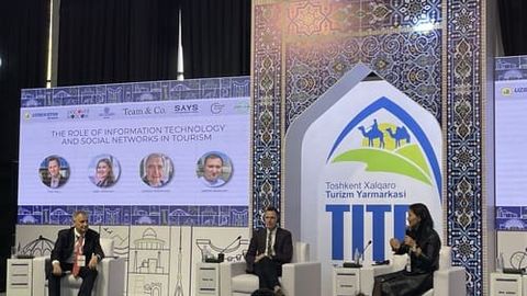 Lonely Planet vice president Tom Hall speaks at Tashkent International Tourism Fair&nbsp;