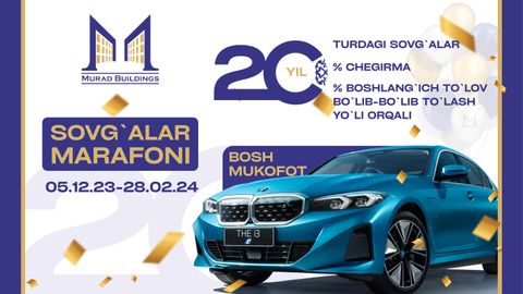 Murad Buildings&rsquo;ning 20 yilligi munosabati bilan BMW sohibi bo&lsquo;ling!&nbsp;