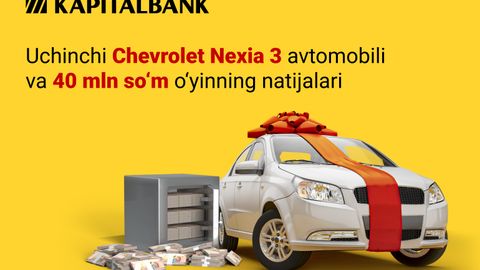 Omonatlar bo&lsquo;yicha yutuqli o&lsquo;yin finalga yaqinlashmoqda. &ldquo;Kapitalbank&rdquo; allaqachon ishtirokchilar orasidan Chevrolet Nexia 3 avtomobilining uchinchi g&lsquo;olibini aniqladi