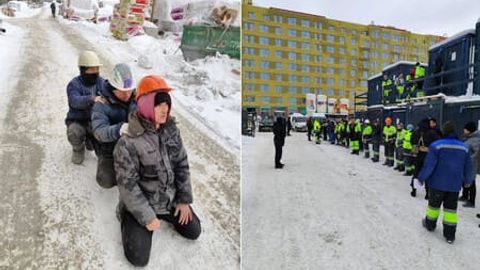 Rossiyada muhojirlar reyd vaqtida o&lsquo;tirgan holda yurishga majburlandi (video)