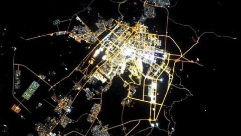 Night view of Ashgabat filmed from International Space Station&nbsp;