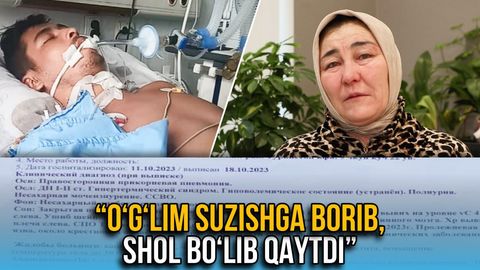 &ldquo;O&lsquo;g&lsquo;lim suzishga borib, shol bo&lsquo;lib qaytdi&rdquo; &mdash; Toshkentda ijara uyda yashovchi ayol 27 yoshli o&lsquo;g&lsquo;lini davolatish uchun xalqdan yordam so&lsquo;radi (video)