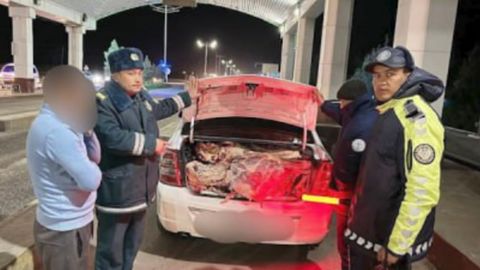 Қашқадарёда номаълум ҳайвон гўштини олиб кетаётган ҳайдовчи ушланди 