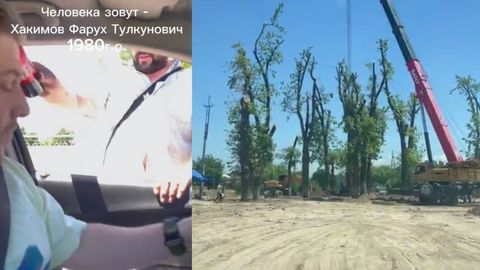 &ldquo;Mendan qo&lsquo;rqasanmi?&rdquo; &mdash; sobiq MXX binosi hududidagi daraxtlarni ko&lsquo;chirib o&lsquo;tkazayotgan firma rahbari fotografning boshiga ichimlik to&lsquo;kdi