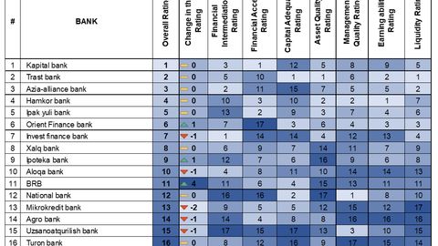 Five of Uzbekistan's leading banks drop in CERR's 2Q24 activity index rating
